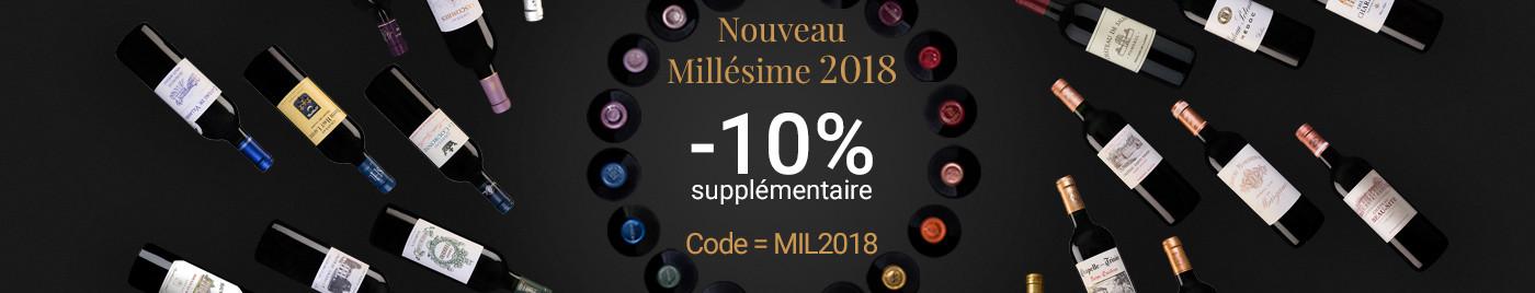 -10% supplémentaire au panier sur le nouveau millésime 2018. Code = MIL2018