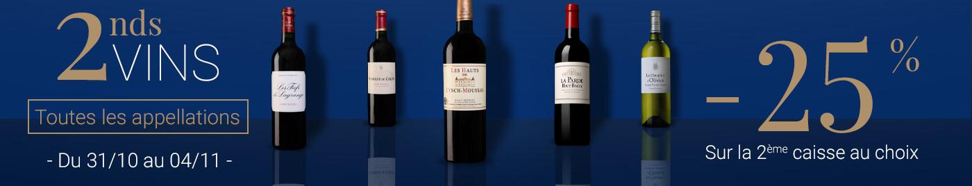 2nds vins -25% sur la 2ème caisse