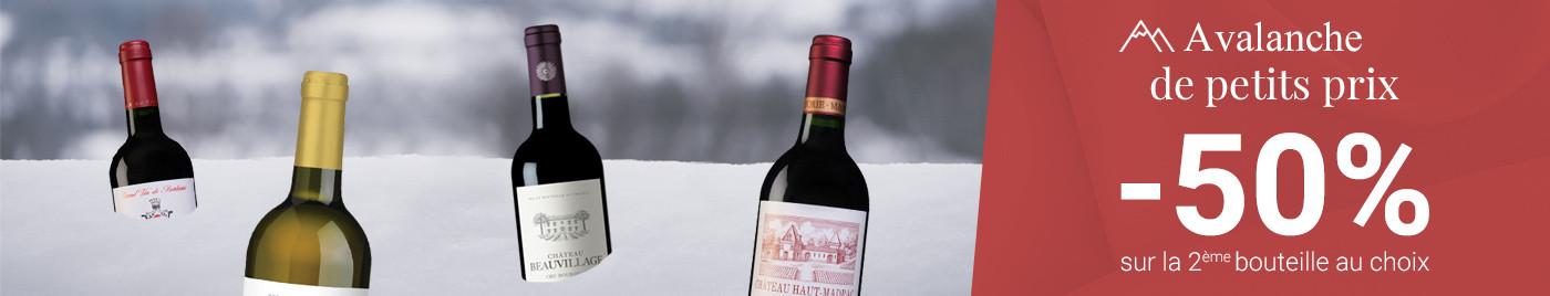 Avalanche de petits prix = -50% sur la 2ème bouteille au choix !