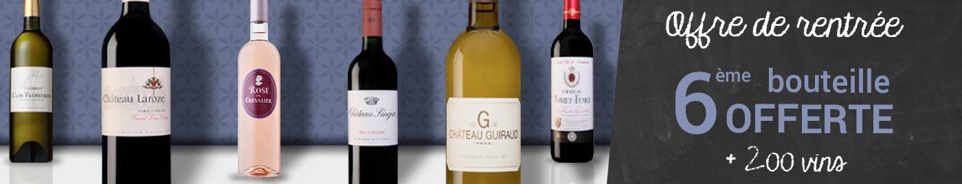 Offre de rentrée = 6ème bouteille OFFERTE au choix*