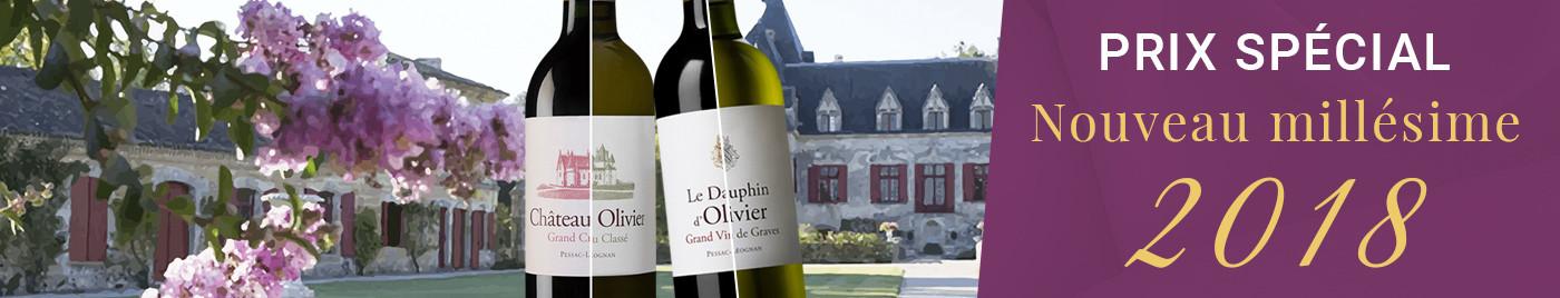 Les 4 vins du Château Olivier millésime 2018, Pessac-Léognan, Cru Classé de Graves