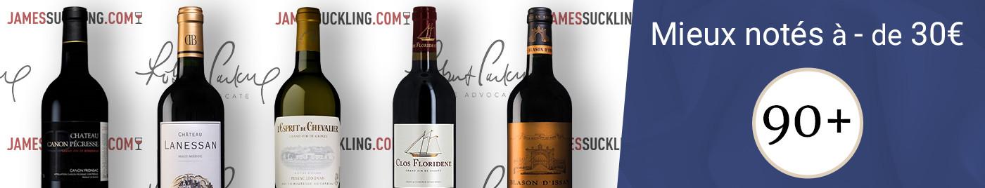 Les crus notés 90+ par Parker ou Suckling à moins de 30€
