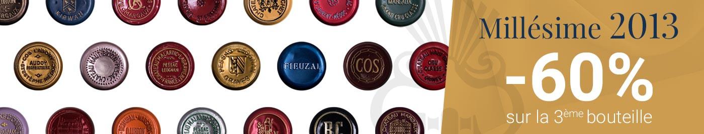 Millésime 2013 = -60% sur la 3ème bouteille
