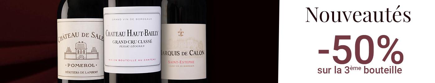 Nouveautés = 3ème bouteille à -50%