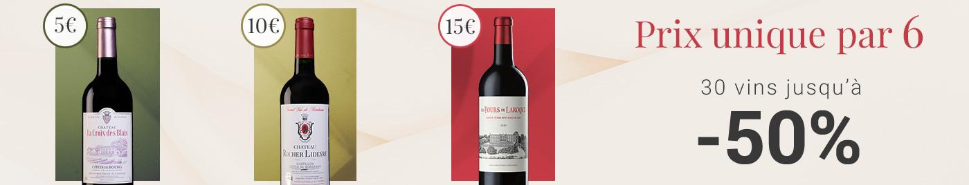 Vins à prix uniques 5€ - 10€ - 15€